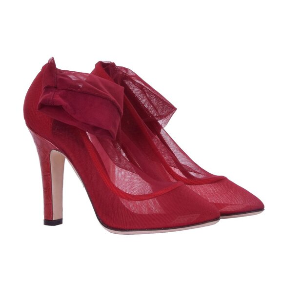 Dolce & Gabbana - Transapent Lace Tulle Croco Leather Pumps Heels Red 40 US 10 - Picture 3 of 5